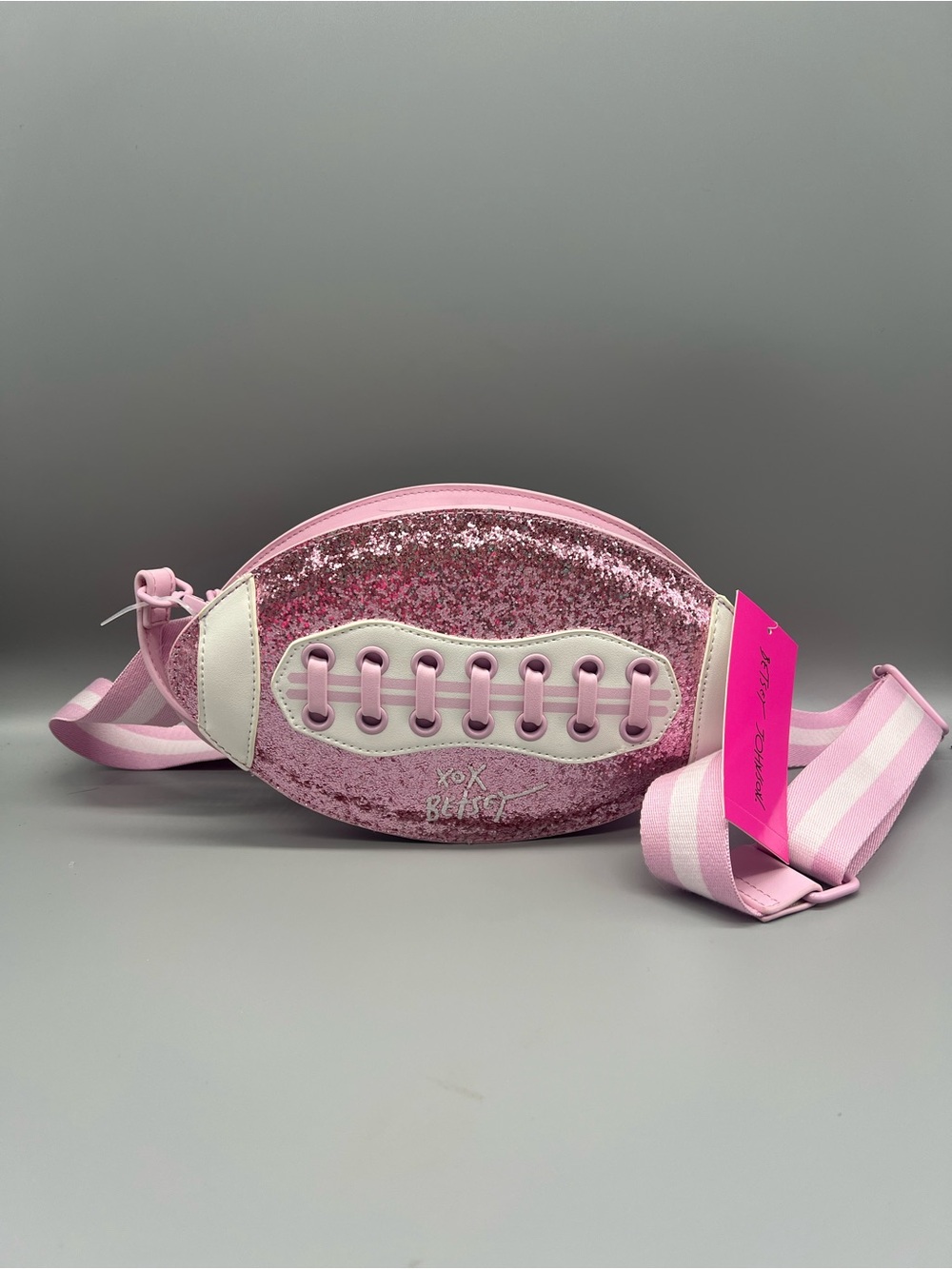 Betsey Johnson XOTEAM kitsch sequin football shoulder bag
